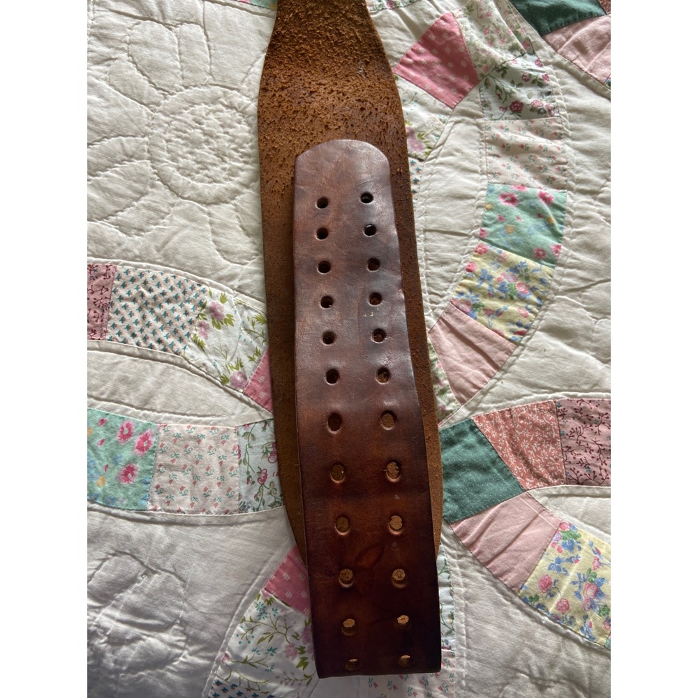 Bollinger Brown Leather Weightlifting Belt Double Prong Buckle Size 32-36 Mexico - Picture 7 of 9